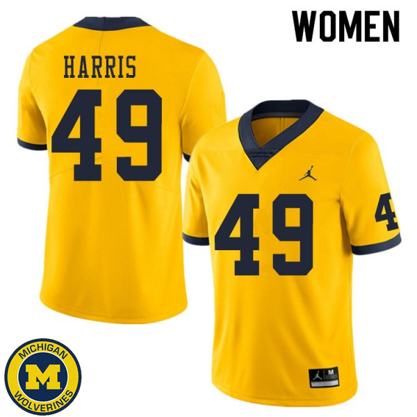 Women University of Michigan #49 Keshaun Harris Yellow High School Jersey